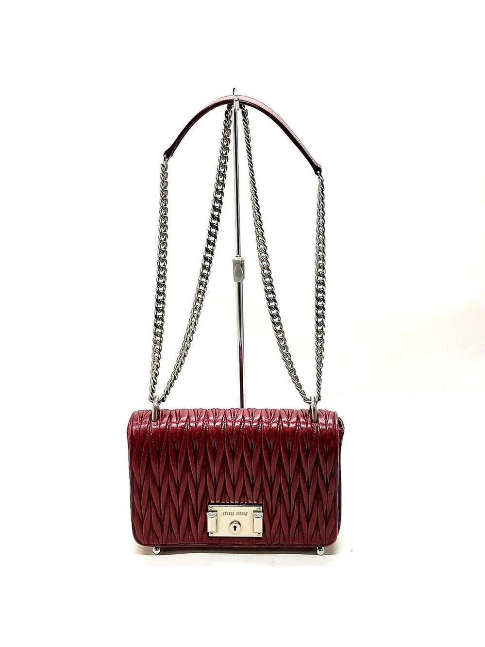 Miu Miu Shoulder Bag Red Leather 855-070525